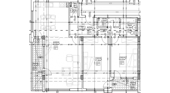3-стаен апартамент на шпакловка и замазка
