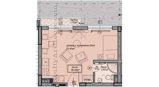 1-СТАЕН апартамент с голяма тераса